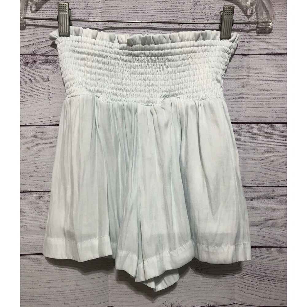TCEC Women Shorts Color Light Blue Green Elastic Smocked Waist Band Lined Sz S